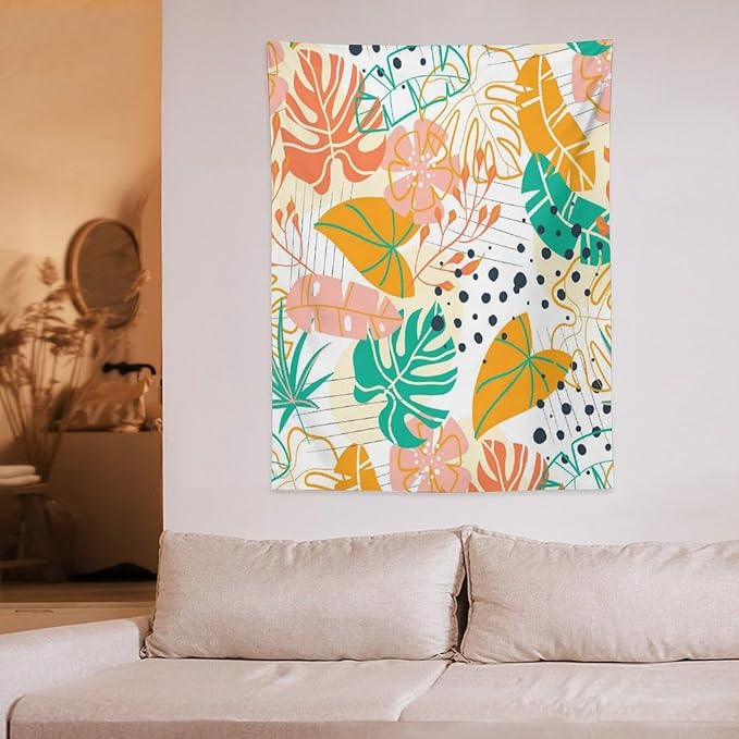 ICMOLYYENLO Tropical Palm Leaves Wall Tapestry, Wall Art for Room Decoration Beautiful Wall Hanging for Bedroom Living Room Dormitory Apartment 40x60 Inch