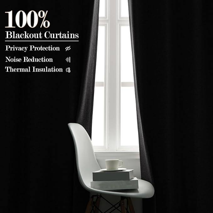 Gray Pinch Pleat 100% Blackout Drapes Linen Blend, Room Divider, Room Darkening, Energy Saving, Furniture Protecting, Light Blocking Extra Wide Privacy Curtains, 200Wx102L, 1 PC