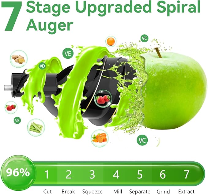 Aeitto Cold Press Juicer with Large Feed Chute, Large Capacity, Juicer Machines for Fruits and Vegetables, Slow Masticating Juicer Self Feeding, Easy to Clean, High Juice Yield