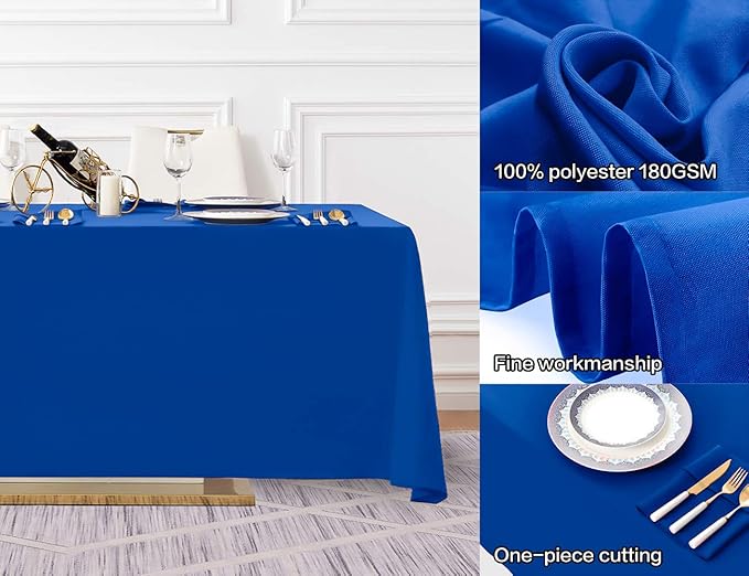 Surmente Blue Tablecloth 90 x 132-inch Rectangular Polyester Table Cloth for Weddings, Banquets, or Restaurants