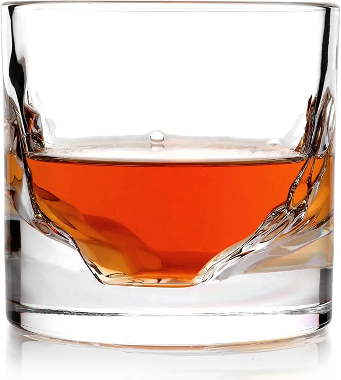 Grand Canyon Heavy Crystal Whiskey Glasses Gift Set of 2, Thick Freezable Bourbon Glass 1lb Each, Premium Whiskey Gifts for Men, Frozen Crystal Chills Cocktails, 10 oz