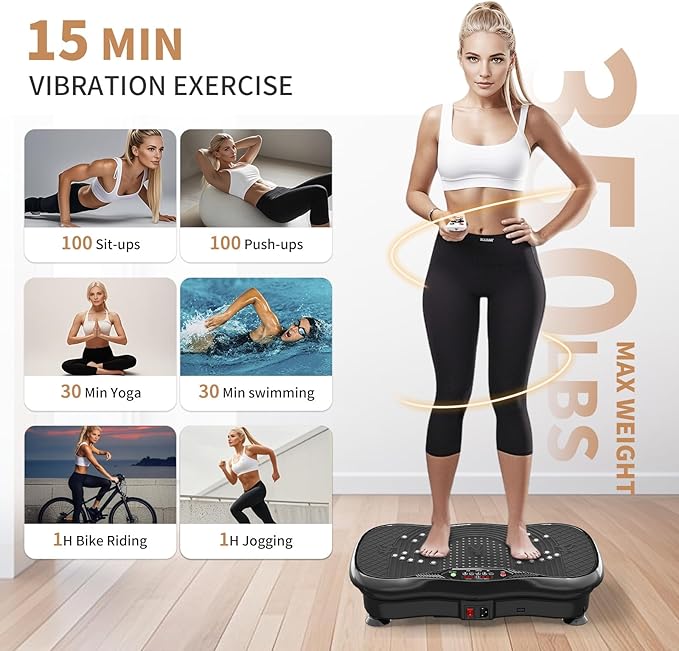 Vibration Plate Exercise Machine,Vibration Plate for Lymphatic Drainage,Whole Body Vibration Platform Portable Home for Weight Loss Muscle Toning & Fitness.