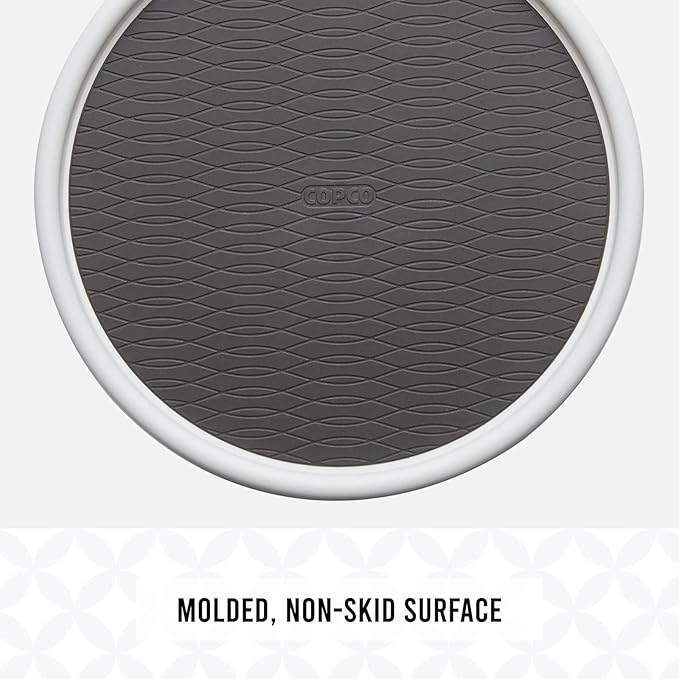 Copco Basics Non-Skid Pantry Cabinet Lazy Susan Turntable, 12-Inch, White/Gray (Pack of 2)