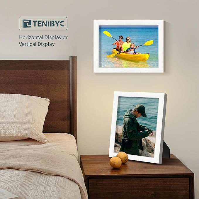 9x12 Frame 3 Pack - White Woodgrain, HD Tempered Glass, 9 x 12 Picture Frame for Photos, Tabletop or Wall Display