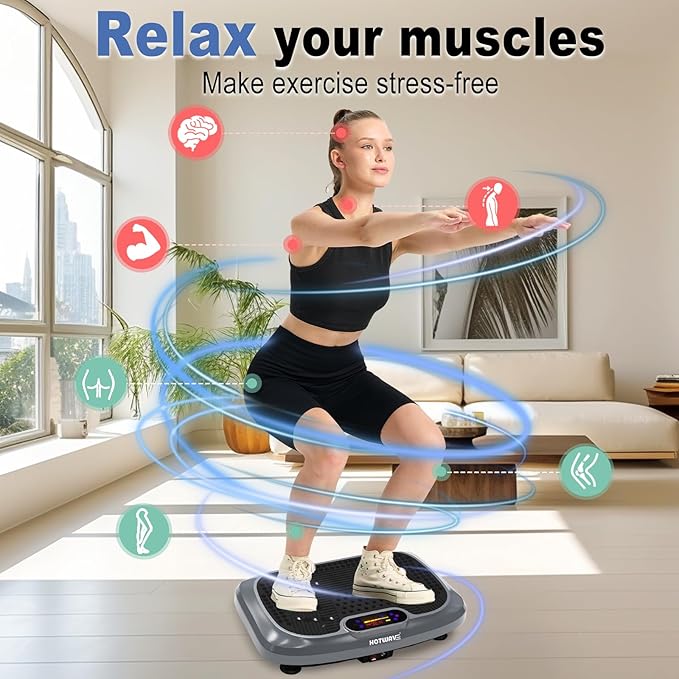 HOTWAVE Vibration Plate Exercise Machine for Lymphatic Drainage, Power Vibrating Plates Platform for Weight Loss - Whole Body Shaker Vibration Plate Machine Home Gym Shaping Fitness Workout