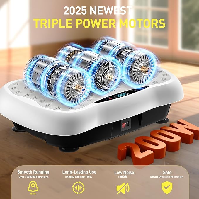 Vibration Plate Exercise Machine, Vibrating Platform for Lymphatic Drainage with 120 Speeds, Upgraded Vibrated Plates for Weight Loss, Full Body Workout Equipment for Fitness at Home