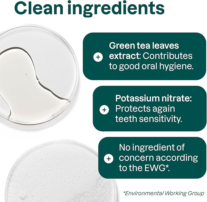 ATTITUDE Fluoride-Free Sensitive Toothpaste, Spearmint Flavor, Vegan & Cruelty-Free, Sugar-Free, Plant & Mineral-Based Ingredients, Clean Oral Care, 4.2 Oz