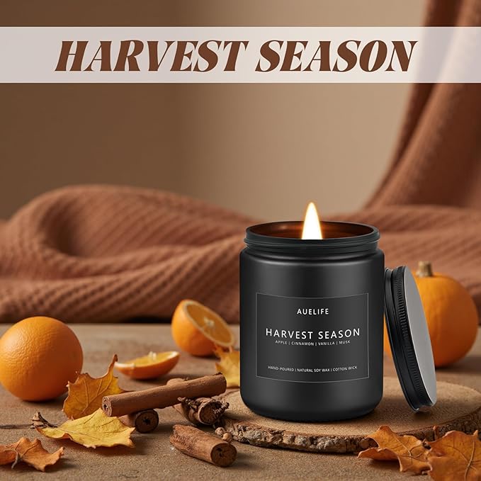 Fall Candle - Harvest Season Scented Candles, Fall Soy Candle for Home Decor, 7 oz Natural Soy Wax – Long-Lasting Autumn Candles, Aromatherapy Gift for Women & Thanksgiving, 7oz
