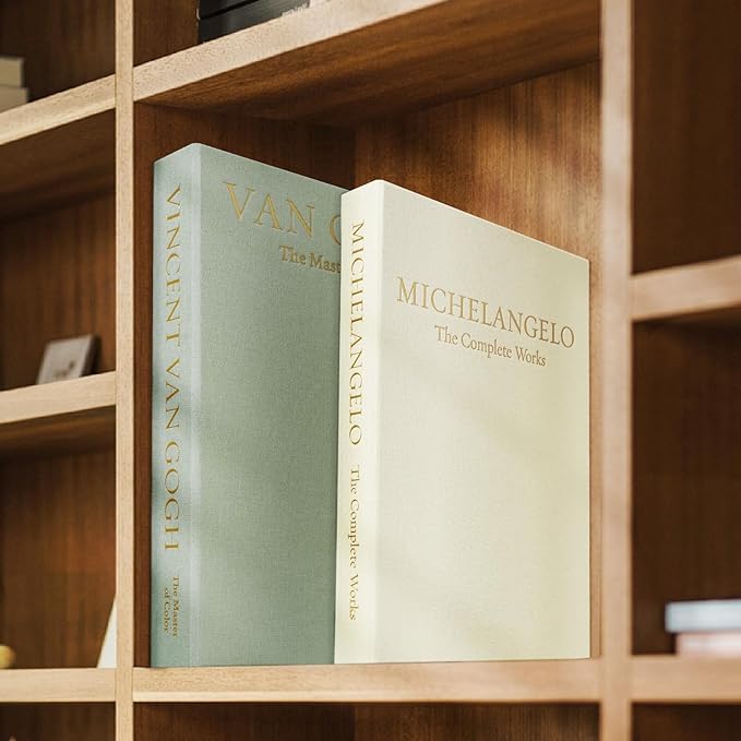 Aesthetic Decorative Books -Set of 2 Minimalist Linen Hardcover Faux/Fake Books for Coffee Table Home Decor Living Room Decoration, Photo Storage or as a Keepsake Box(Sage-beige-artist)