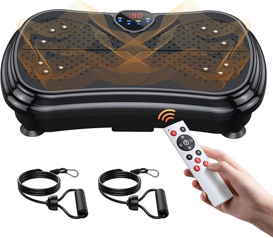 Vibration Plate Exercise Machine Weight Loss, Full Body Vibration Plate for Lymphatic Drainage, 180 Adjustable Speeds Vibrating Plate 400 Lbs Capacity Fitness Platform for Women Men