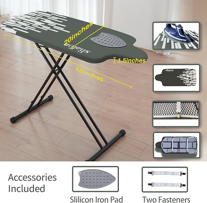 Extra Large Ironing Board with Large Hang Rail in 53" L x 20" W