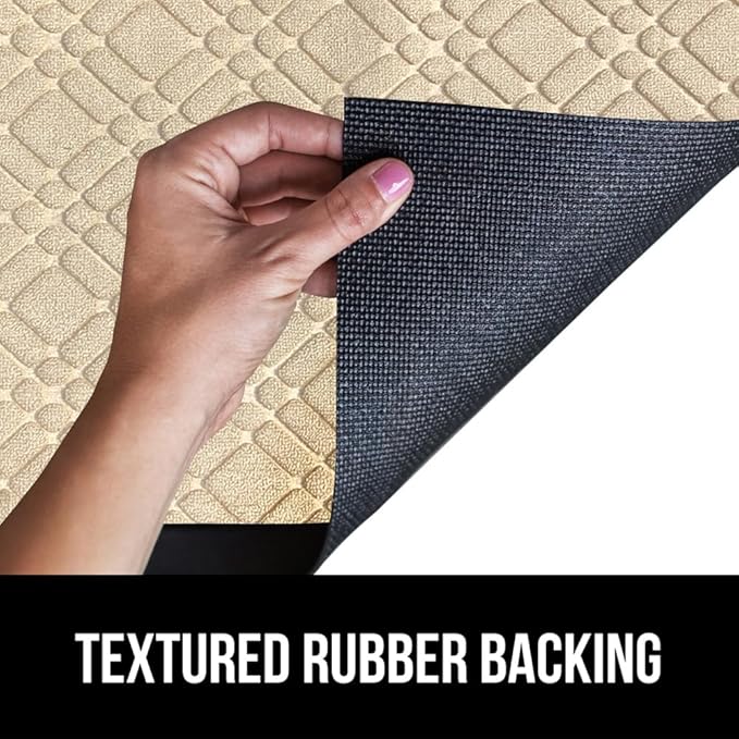 GORILLA GRIP 100% Waterproof All-Season WeatherMax Doormat, 47x35, US Designed Natural Rubber, Stain and Fade Resistant, Low Profile Indoor Outdoor Door Mats, Easy Clean Patio Mat, Modern Latte