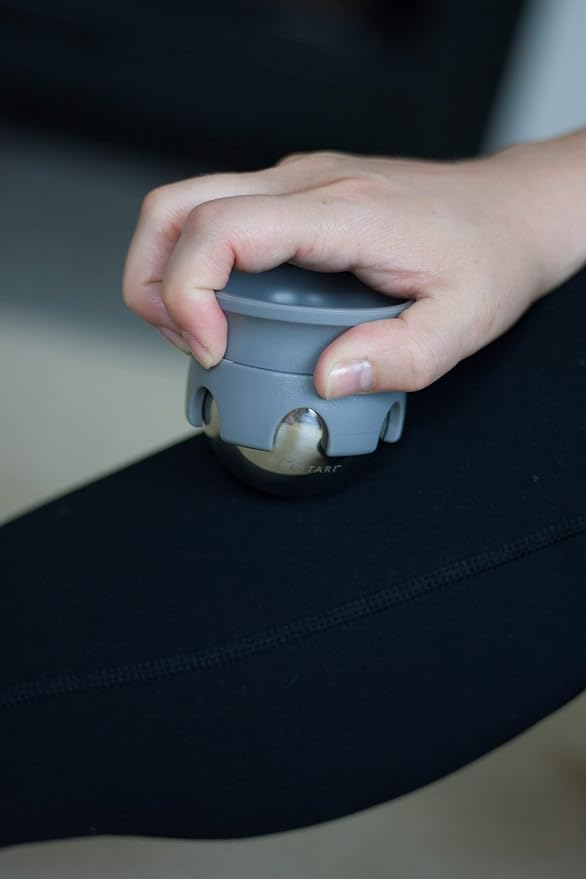 Cestari Stainless Steel Ice Hot Cold Roller for Pain Relief, Foot Massage Ball with Silicone Holder, HSA Muscle Roller, Gray