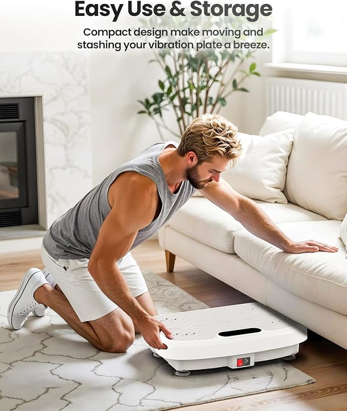 Vibration Plate Exercise Machine, Vibration Plate Platform for Lymphatic Drainage, 200 Adjustable Speeds Power Shaping Vibrating Plate Helps Weight Loss, Shaping, Max Weight 450 Lbs