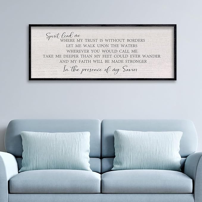 LuZhiQiang Spirit Lead Me Wall Art Decor 40"x15" Christian Scripture Sign Large Inspirational Quote Bible Verse Hanging Wooden Framed (Black)