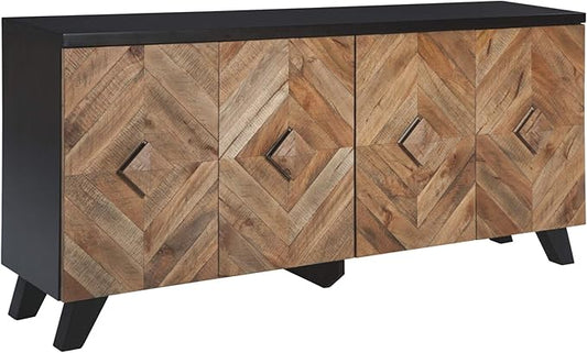 Signature Design by Ashley Robin Ridge Modern Wood Accent Cabinet or TV Stand, Brown & Black