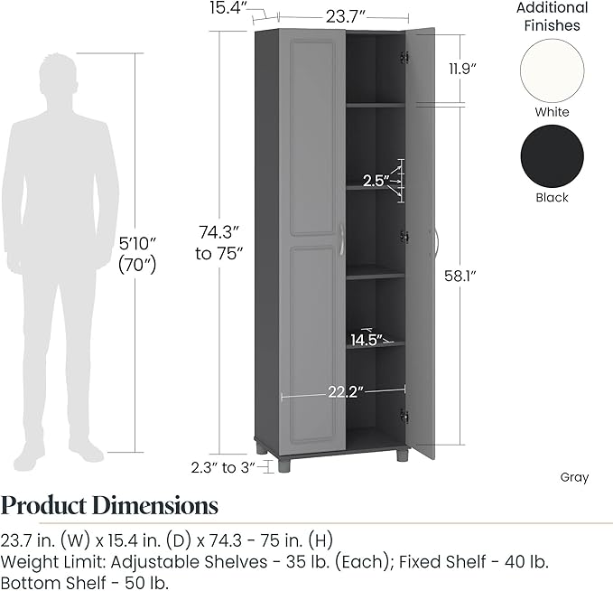 SystemBuild Evolution Kendall 24" Utility Storage Cabinet - White