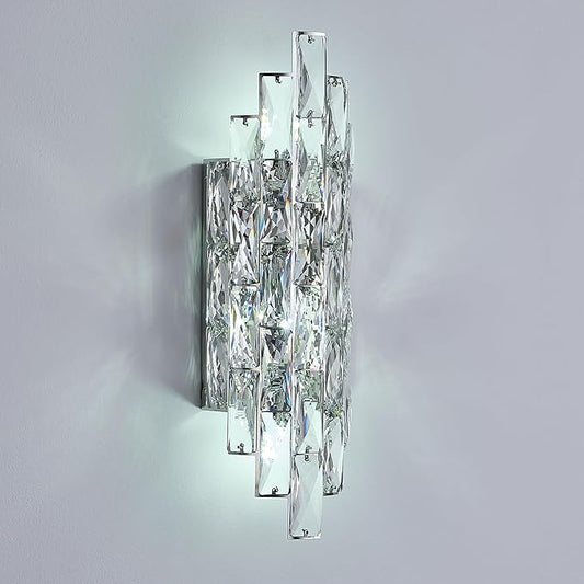 Modern Chrome Crystal Wall Sconce Light Fixtures, Wall Mount Lamps for Bedroom Living Room Bathroom Vanity Mirror