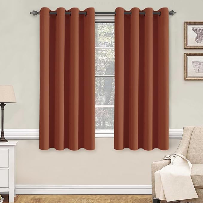 H.VERSAILTEX Thermal Insulated Blackout Shades Formaldehyde-Free Kids Room Curtains,Grommet Top,52 by 63 - Inch - Orange - Set of 2 Panels