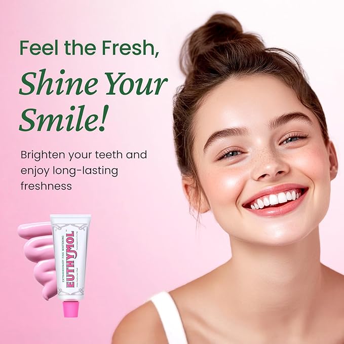 EUTHYMOL Whitening Toothpaste (3.7fl oz*5, Pack of 5) - Stain Removal in 2 Weeks, Long-Lasting Freshness for Sensitive Gum & Teeth. Bad Breath, Cavity Prevention. Recyclable Aluminum Tube