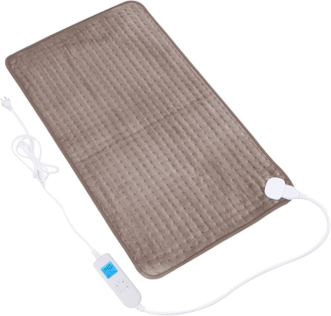 Ruqiji 17''x33'' XXXL King Size Heating Pad with Fast-Heating Technology&10 Temperature Settings, Flannel Electric Heating Pad/Pain Relief for Back/Neck/Shoulders/Menstrual Pain/Leg Cramp (Light Tan)
