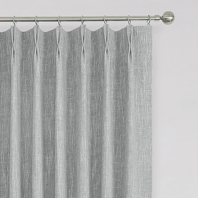 Vision Home Silver Grey Pinch Pleated Full Blackout Curtains Room Darkening Window Curtains 108 inch for Living Room Bedroom Thermal Insulated Pinch Pleat Drapes with Hooks Back Tab 2 Panel 40"Wx108"L