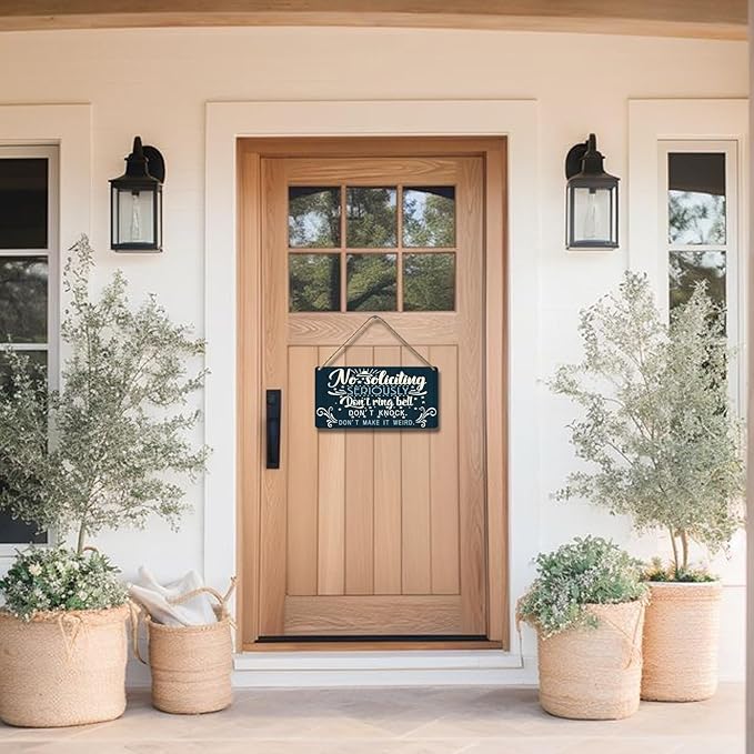 No Soliciting Sign for House Door Funny Do Not Ring Doorbell Sign for Home Front Door Seriously Don't Knock Or Ring Doorbell Don't Make It Weird Wooden Yard Signs 12x6 Inch