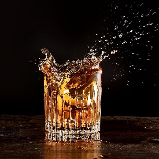 Whiskey Glasses Set of 4,Lead-Free Crystal Old Fashioned Glass,300ml Rocks Glass Tumblers for Drinking Bourbon,Cognac,Irish Whisky,Whiskey Gifts for Men