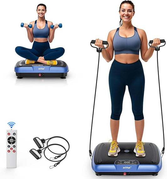 Vibration Plate Exercise Machine - 180 Speeds & 300 lb Capacity, Full Body Workout Vibration Platform with Remote Control for Lymphatic Drainage, Weight Loss & Toning