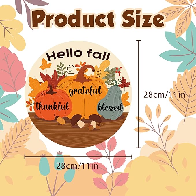 Fall Decorations for Home - Welcome Sign for Front Door,Rustic Round Wood Wreaths for Outdoor,Maple Leaves Garland Porch Decor for Thanksgiving Friendsgiving - Fall Decor for Room Kitchen Wall