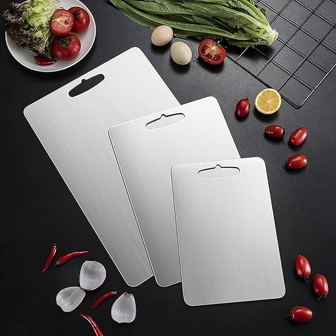 Titanium Cutting Board, New Titanium Cutting Board, Top, 100% Pure Titanium Cutting Boards for Kitchen, Healthy Premium Dual-Sided Chopping Board for Fruit, Meat, Vegetable. (Medium - 14" x 10")