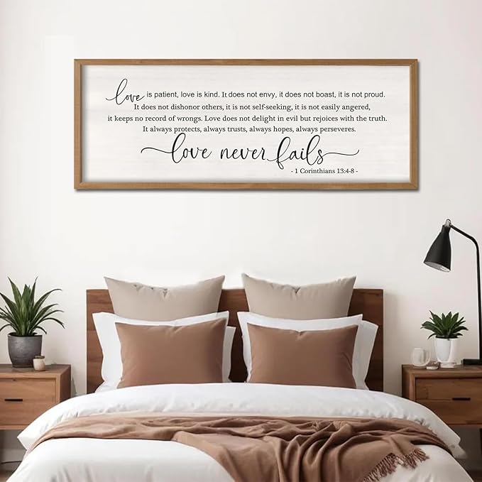 Love Is Patient Love Is Kind Wall Decor Art 32×12 Inch (Wood)