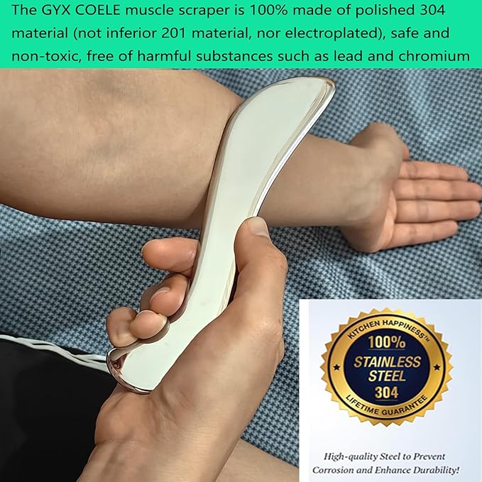 Stainless Steel Muscle Scraper Tool Set, 4-Piece Professional Physical Therapy Massage Tools with Storage Case