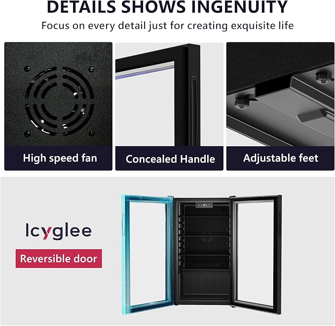 Beverage Refrigerator and Cooler, 126 Can Mini fridge with Plastic Door, Beverage Cooler with Digital Temperature Display & Adjustable Shelves for Soda Beer or Wine, Black