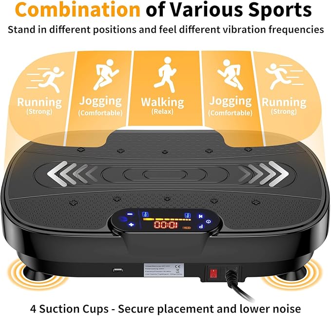 Vibration Plate Exercise Machine, Vibrating Plate Machine with Bluetooth for Lymphatic Drainage, Vibration Platform for Women Men Full Body Weight Loss