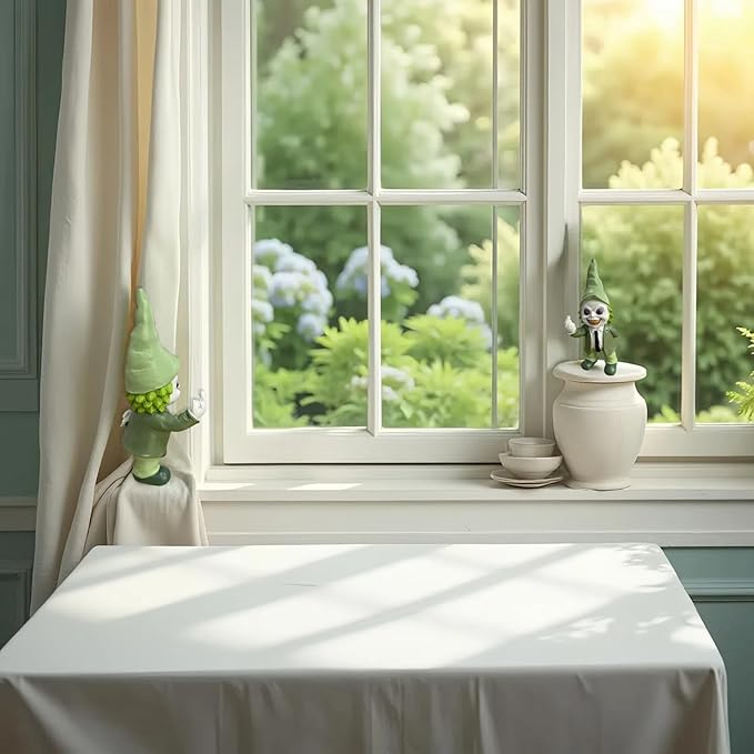 Halloween Decor Funny Garden Gnomes, Middle Fidget Gnome Statue Horror Movie Gnome Creepy Outdoor Decor for Haunted House Lawn Table Decoration (5.5in, Green)