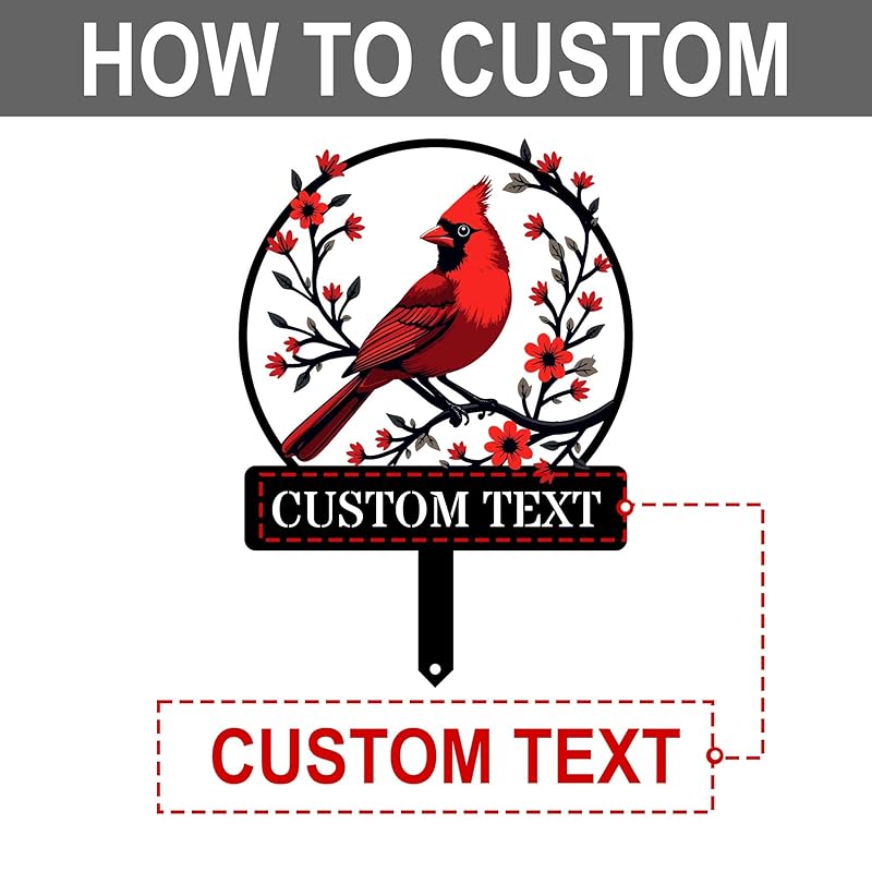 Personalized Name Garden Cardinal Metal Signs with Stake, Custom Family Name Yard Decor for Outdoor Outside, Cardinal Lawn Patio Stake Gardening Enthusiasts Grandmothers Gift