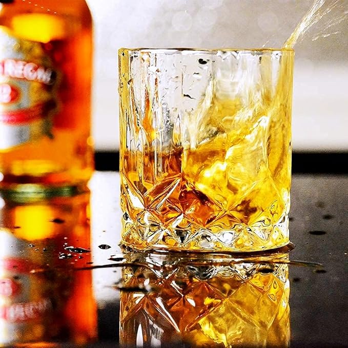Whiskey Glasses Set of 4,Rock Glasses,11 oz Lead-Free Crystal Bourbon Glass,Old Fashioned Glass for Bourbon,Cognac,Irish Whisky,Personalised Whisky Glass Gift Set for Men,Dad,Brother