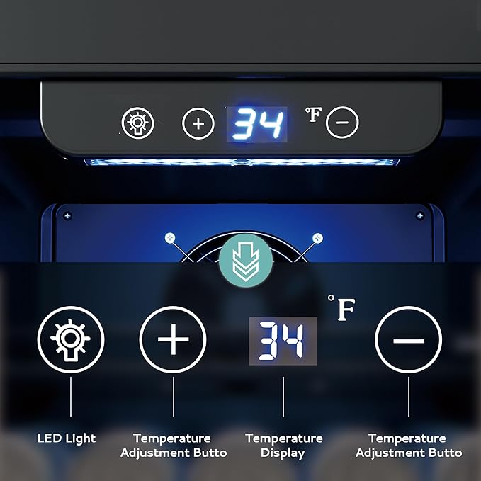 EUHOMY Beverage Refrigerator 15 Inch, Under Counter 127 Can Beverage Fridge with Stainless Steel Door, Beverage Cooler Built-in and Undercounter Drink Fridge - Soda Cola