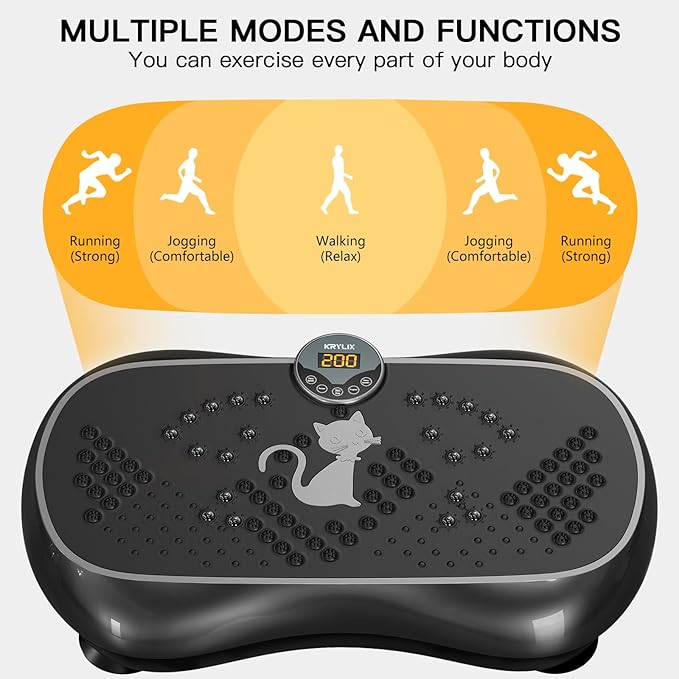 KRYLIX Vibration Plate Machine Exercise Platform for Whole Body Vibration Workout Weight Loss Lymphatic Drainage Fitness Platform Exercise Machine Vibrating Platform for Women Men