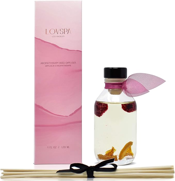 LOVSPA Reed Diffuser Set, Hawaiian Breeze Scented Oil Diffuser with Sticks, Home Fragrance Accessories for Bathroom Shelf Decor, Aroma Diffusers for Home or Office Desk, USA Made