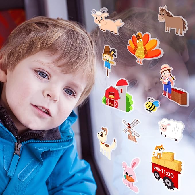 Brand Farm Animal Gel Clings Stickers for Kids, 21PCS Reusable Decals, Wall, Car, Window Decorations, Classroom, Home, Nursery, Party Supplies