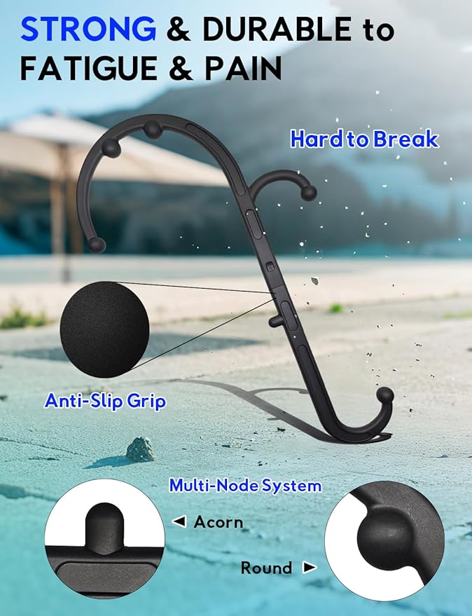 Deep Tissue Massage Cane - Handheld Back & Neck Massager for Muscle Pain Relief, Trigger Point Therapy, Shoulder Knot Remover - Muscle Relaxation Tool for Home Office Travel - Self Massage Stick