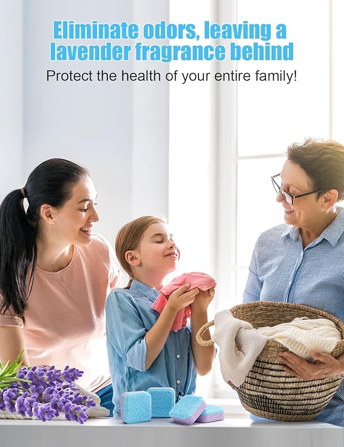 Washing Machine Cleaner Tablet : 12pack/6 Month Supply, washer cleaner table for laundry,top loader,front load or HE washing machine, effective deep cleaner, descaler, remover(Lavender)