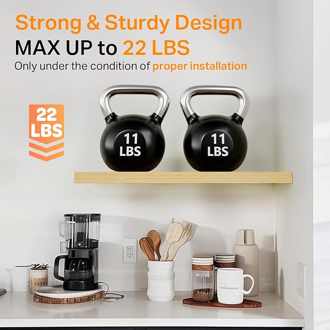 BAYKA Floating Shelves for Wall, Wall Mounted Rustic Wood Shelves for Bathroom, Bedroom, Living Room, Kitchen,Small Hanging Shelf for Books/Storage/Room Decor (Oak-Toned, Set of 3, 15.7in)