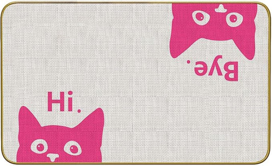 Mingnei Hi Bye Cat Welcome Doormat Door Mat for Home Kitchen Entrance,Cat Door Mat,Funny Black Lover Floor Mats for House Front Indoor Inside Outdoor Outside Entryway Rug 30x17 Welcome Mat (Color-3)
