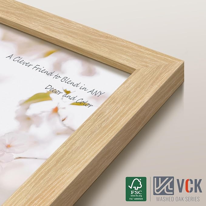 VCK 22x28 Oak Poster Frame 3 Pack, Natural Solid Wood Picture Frames, Wall Mounting Hanging