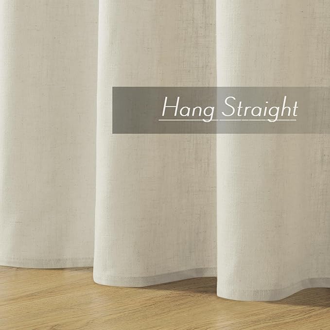 Joydeco Linen Curtains 72 Inch Length 2 Panels Set, Light Filtering Living Room Curtains (W52 x L72 Inch, Pistachio Shell)