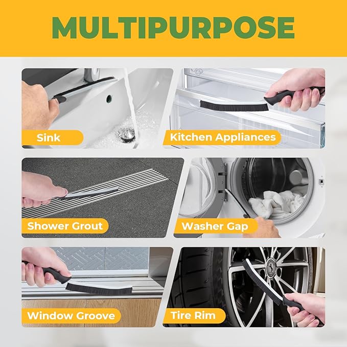 Cleaning Brush, 5 Pcs Hard Bristle Crevice Cleaning Brush, Grout Brush, Scrub Brush for Tile Grout Crevice, Gap Cleaning Tools for Bathroom Kitchen Toilet Window Track (5, Black)