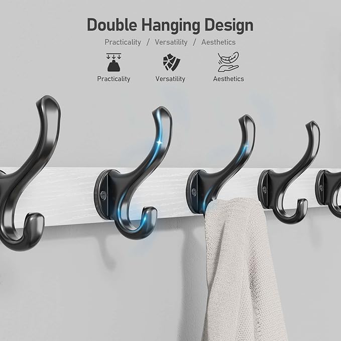Tatub 29" Coat Rack Wall Mount with Shelf, Entryway Wall Hooks with Shelf, Coat Hangers for Bathroom, Living Room, Bedroom, Rustic White